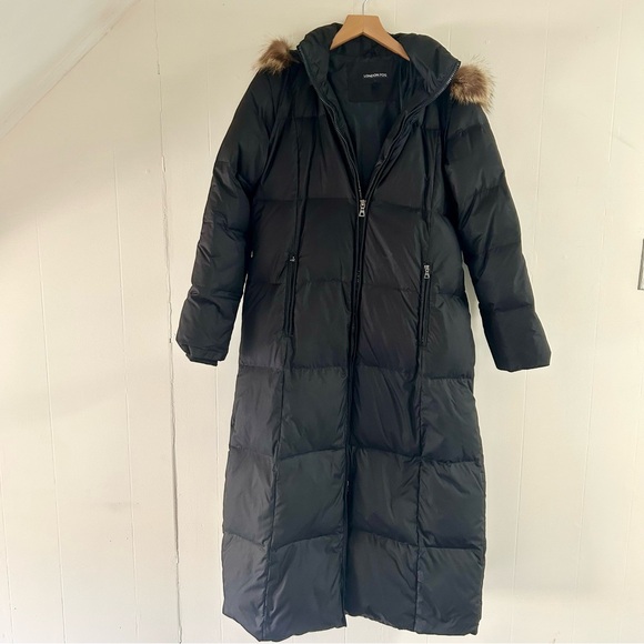 London Fog Long Line Duster Down Coat in Black sz Petite Large - Picture 1 of 3